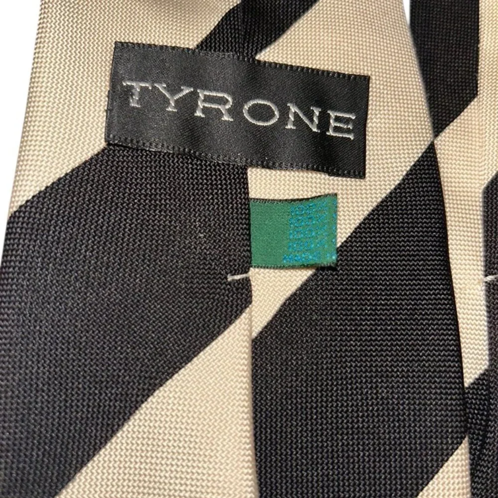 tyrone black ivory bold diagonal stripe SILK tie ITALY